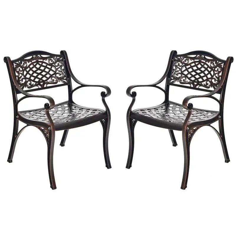 All-Weather Cast Aluminum Outdoor Dining Chairs, Set Of 2 - 23 in x 22 in x 32.5 in