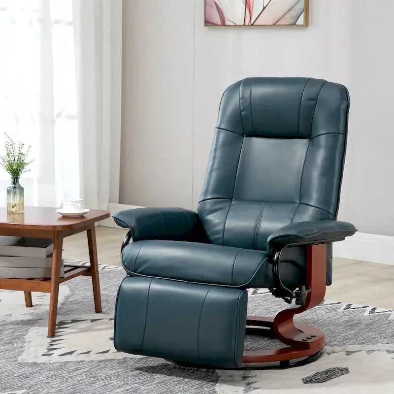 HomCom Manual Swivel Recliner Chair With Extendable Footrest - Faux Leather