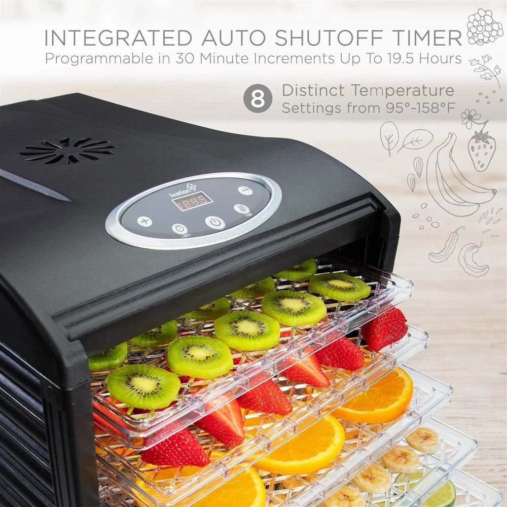 Ivation 9-Tray Countertop Digital 600W Food Dehydrator With Preset Temperature Settings And Auto Shutoff Timer