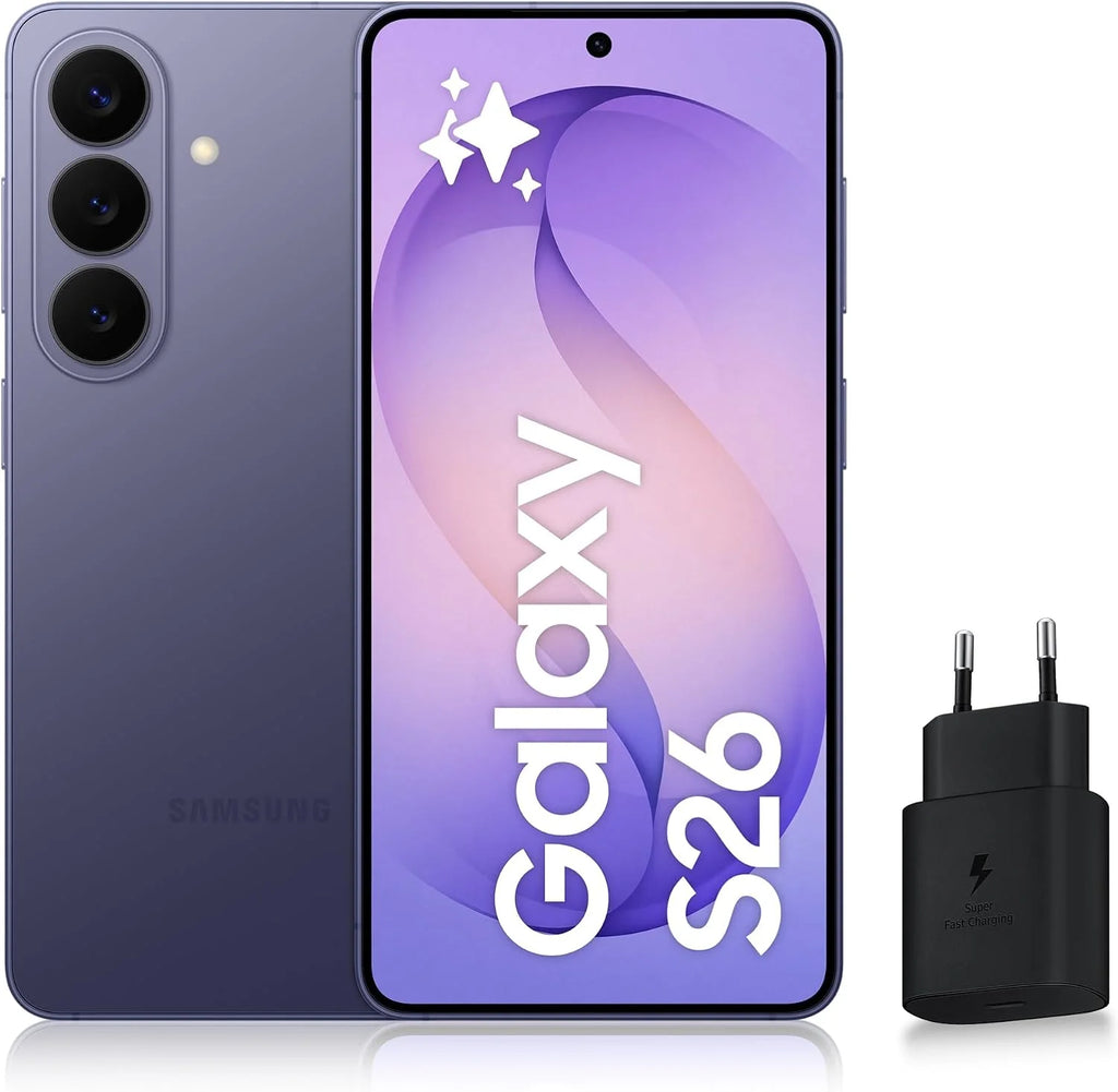 Samsung Galaxy S26 Android 5G Smartphone, 512 Go, Violet, 25W Fast Charger Included - Galaxy S26
