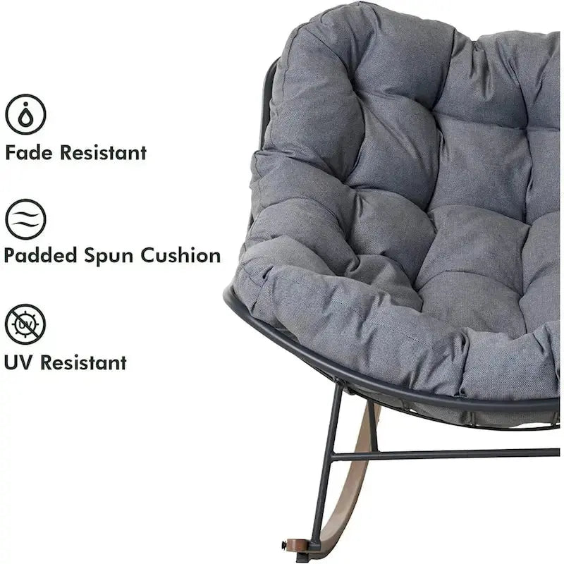 Oversized Indoor/Outdoor Rocking Egg Chair With Cushioned Upholstery