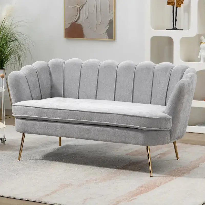 Mid-Century Modern Tufted Loveseat 59in Upholstered Sofa
