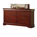 Louis Philippe III Dresser, Cherry Brown, 6 Drawers, 60 Inches Long x 18 Inches Wide x 34 Inches High