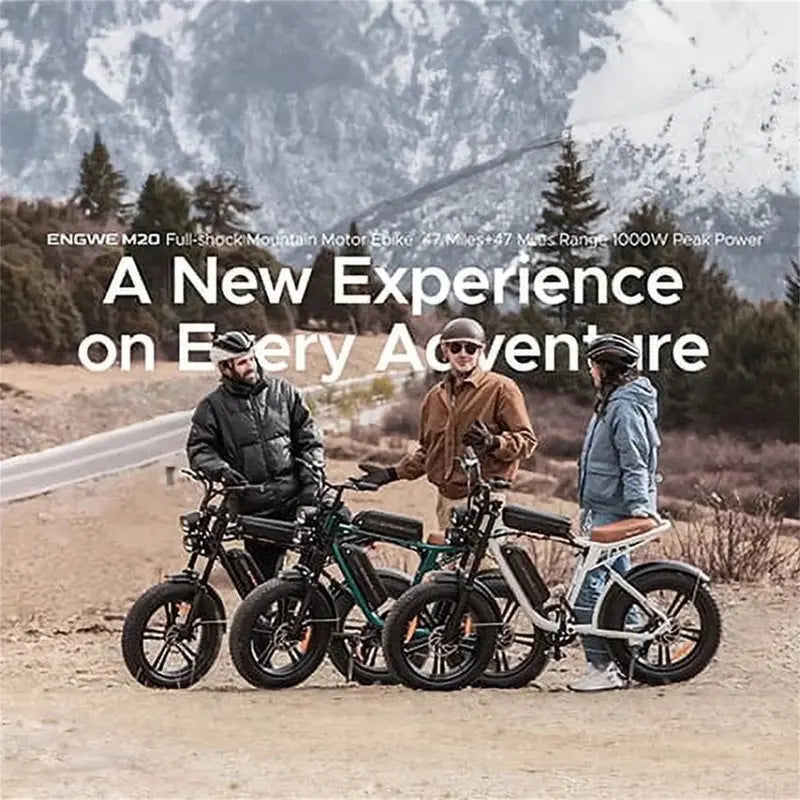 AKEZ Adult Fat-Tire E-Bike 1000W, 48V 13Ah Removable Battery, 94-Mile Range, Full Suspension