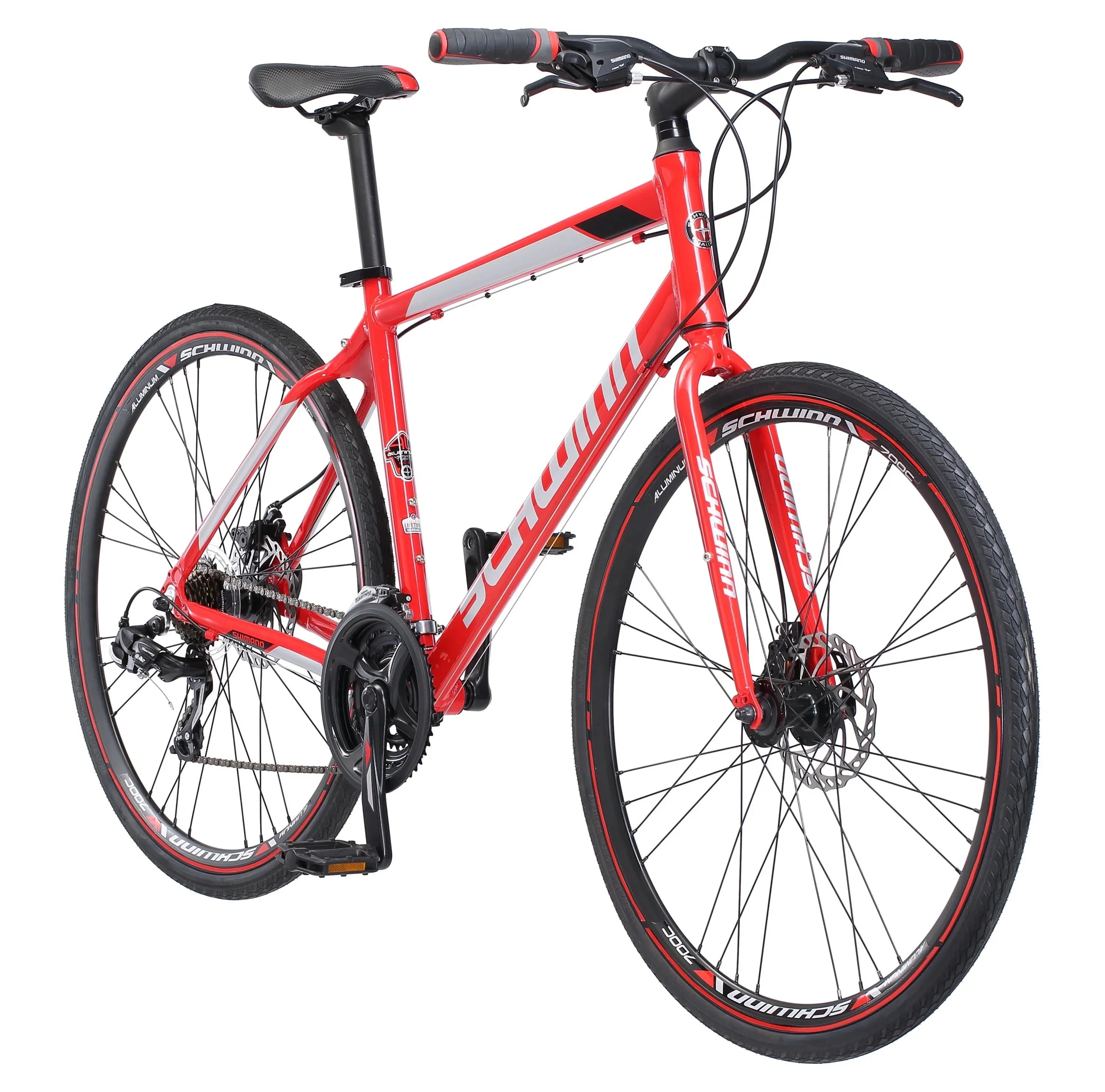 Schwinn Kempo Hybrid Bike, 700c Wheels, 21 Speeds, Men's Frame, Red