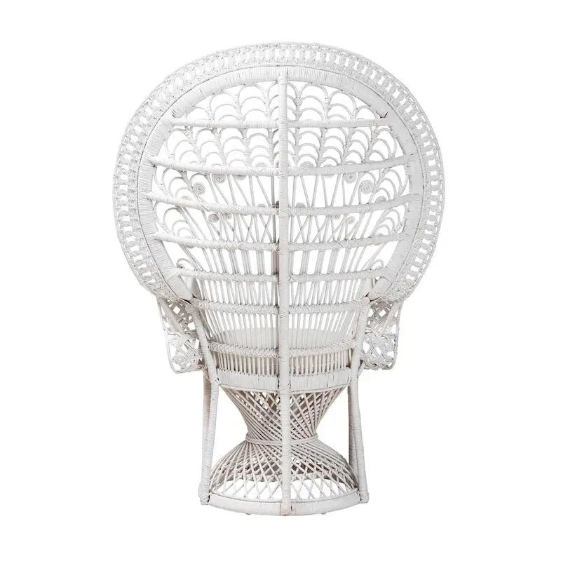 Kallima Bohemian Peacock Accent Chair, White Natural Rattan - 40.90 w x 29.50 d x 58.70 h