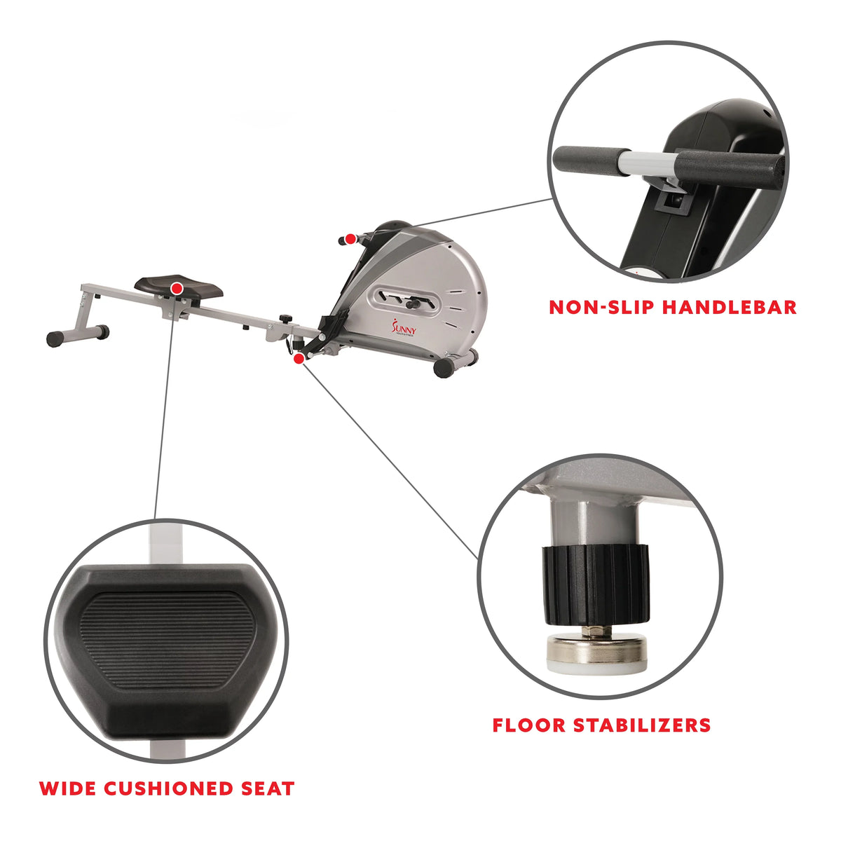 Sunny Health & Fitness Elastic Cord Rowing Machine With LCD Monitor - SF-RW5606
