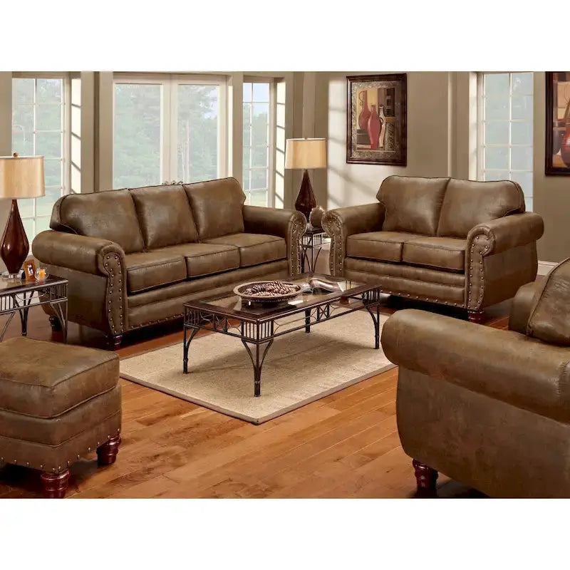 Sedona Upholstered Sofa With Faux Leather Microfiber, 37 H X 88 W X 36 D - Sedona