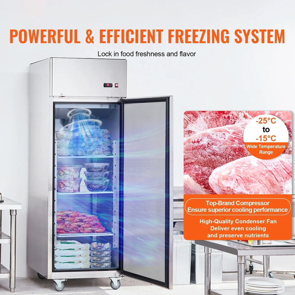 SKYSHALO Commercial Reach-In Upright Freezer 19.32 Cu.ft 1 Door 4 Shelves