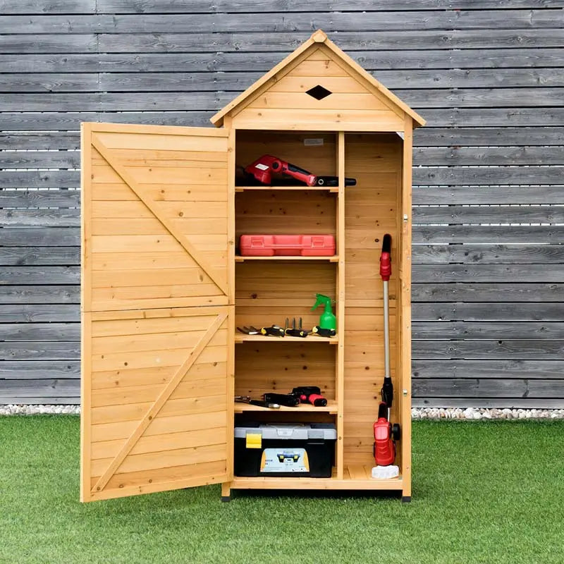 Lockable Outdoor Storage Shed, 63-Inch, Galvanized Roof, 5 Adjustable Shelves