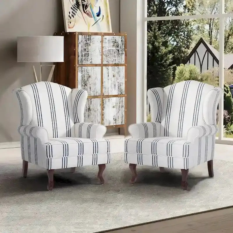 Wingback Accent Chair Duo, Upholstered Armchairs, 2 Count - Classic