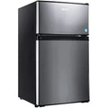 Compact 3.1 Cu.Ft 2-Door Mini Fridge With Freezer Compartment, LED Light, Stainless Steel Sliver - HPVFR310