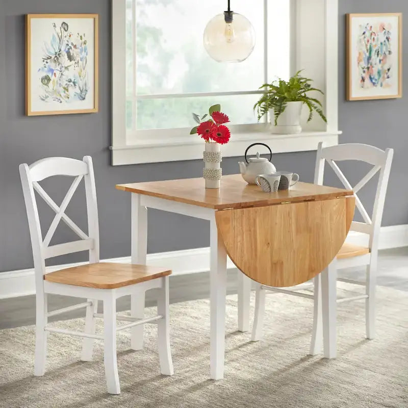 Simple Living Country Cottage 3-Piece Drop-Leaf Dining Set - Rustic Farmhouse Style