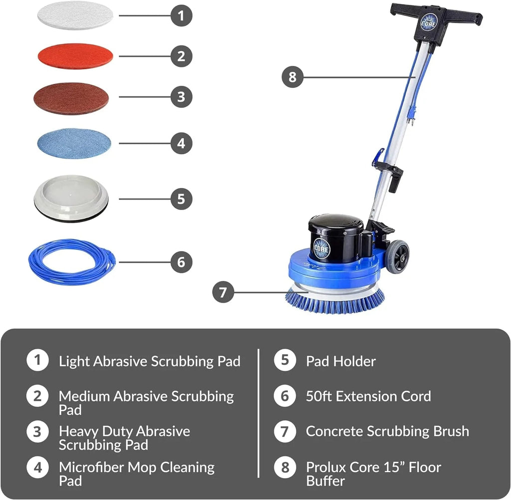Prolux Core Commercial Floor Polisher Buffer Scrubber Machine With 5 Pads - Core