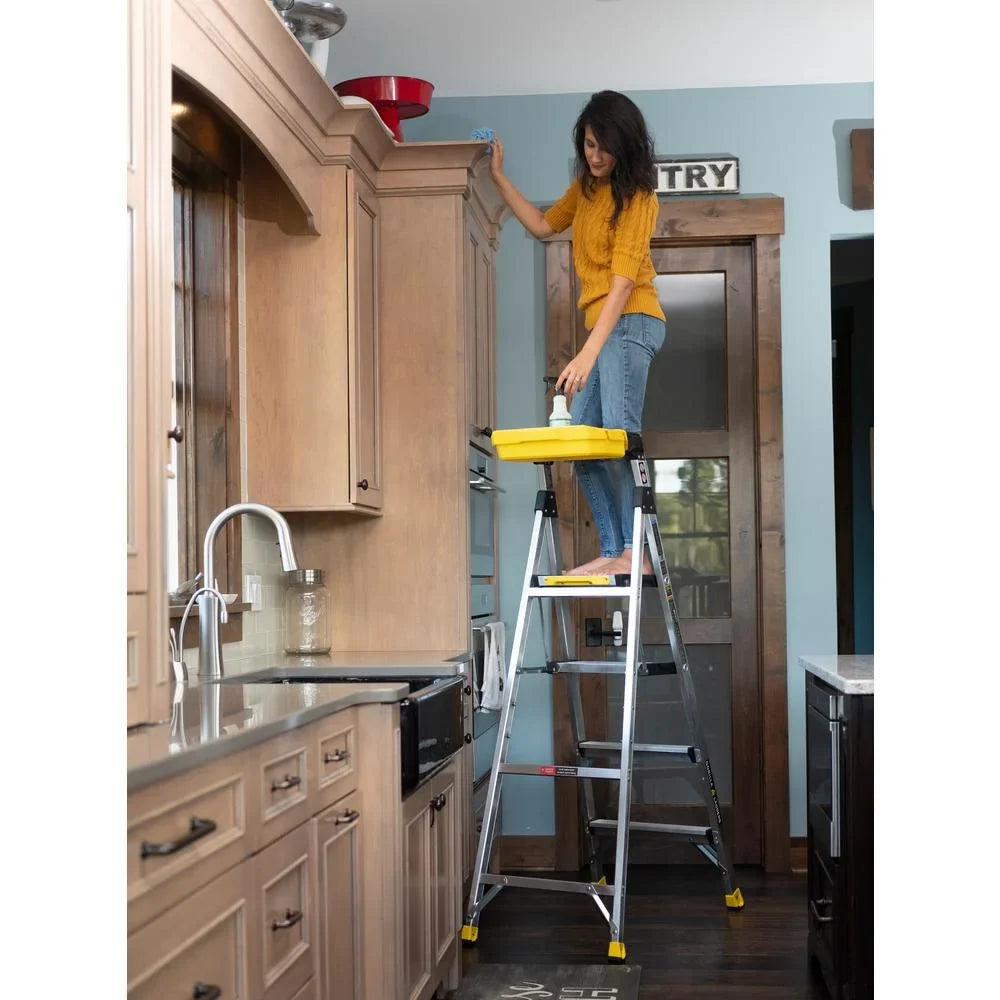 Gorilla Ladders Aluminum Dual Platform Ladder With Project Bucket, 5.5 Ft, 300 Lb Capacity