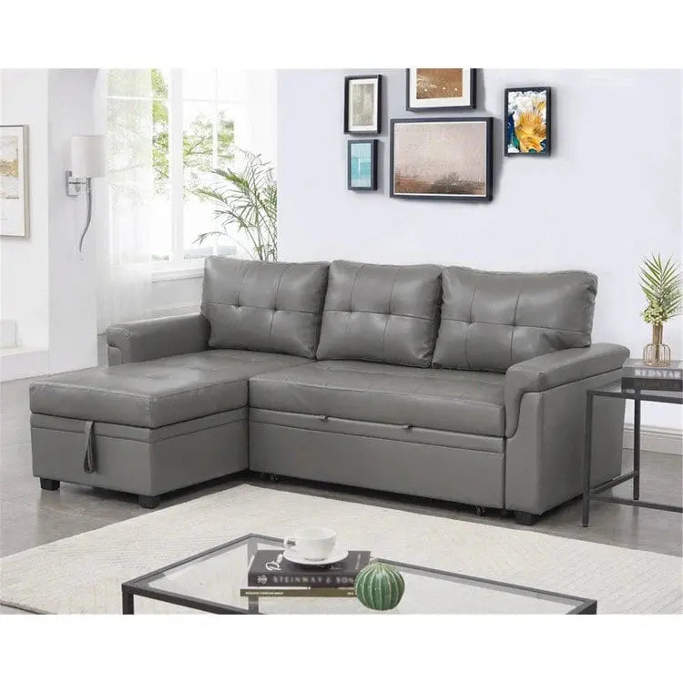 Convertible Modular Sleeper Sectional Sofa With Reversible Storage Chaise