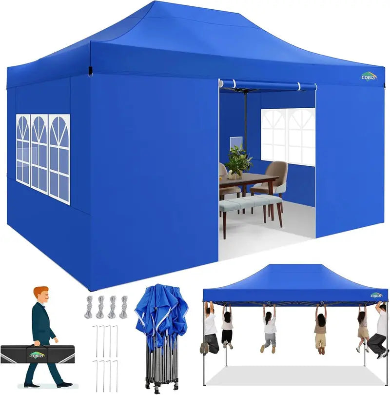 COBIZI 10x20 ft Commercial Pop-Up Canopy Tent With 6 Sidewalls And Roller Bag