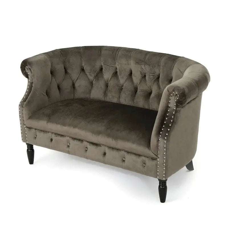 Christopher Knight Home Milani Velvet Tufted Scroll Arm Loveseat - 30.75 x 51.5 x 30.5 Inches
