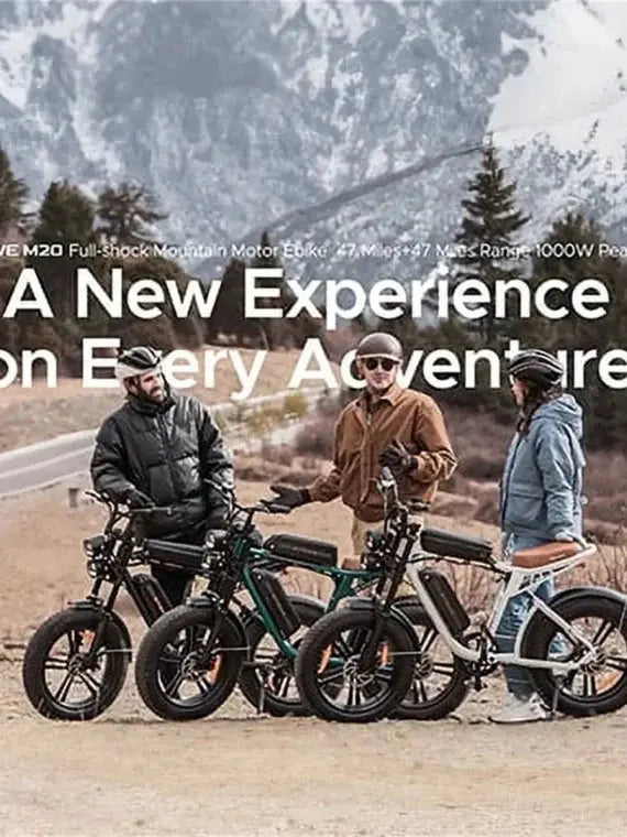 AKEZ Adult Fat-Tire E-Bike 1000W, 48V 13Ah Removable Battery, 94-Mile Range, Full Suspension