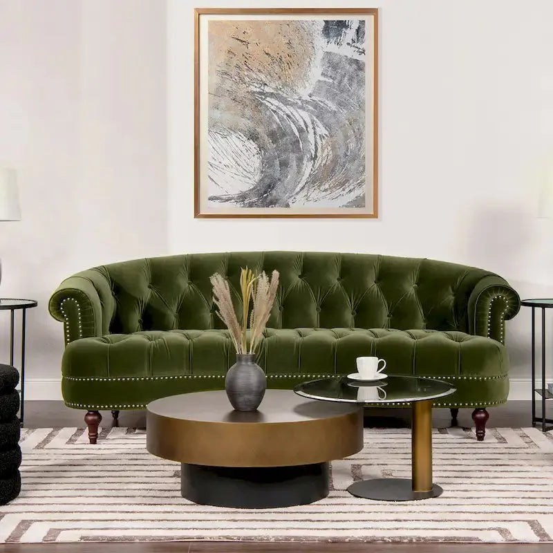 Jennifer Taylor Home La Rosa 84-Inch Velvet Chesterfield Sofa - Tufted Upholstered