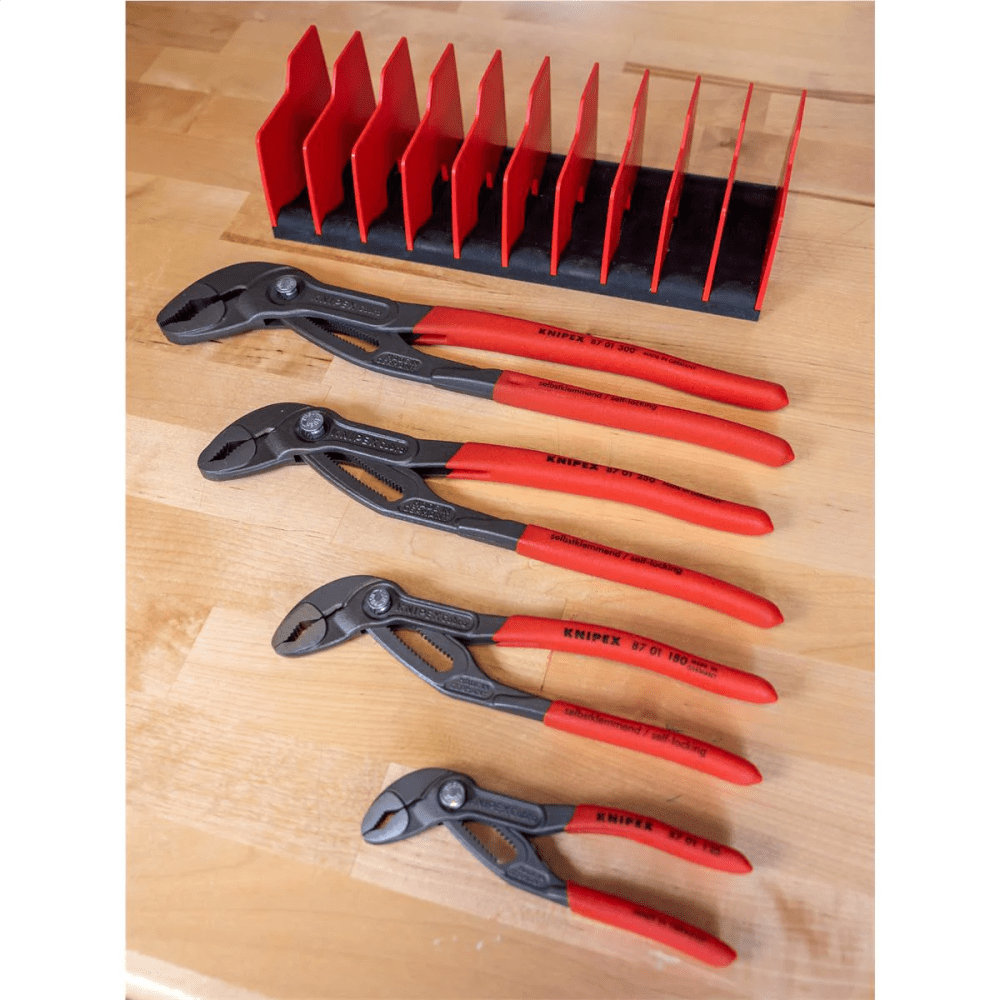 KNIPEX Cobra Pliers Set, 4-Piece With 10-Piece Tool Holder - 87 01 125, 87 01 180, 87 01 250, 87 01 300