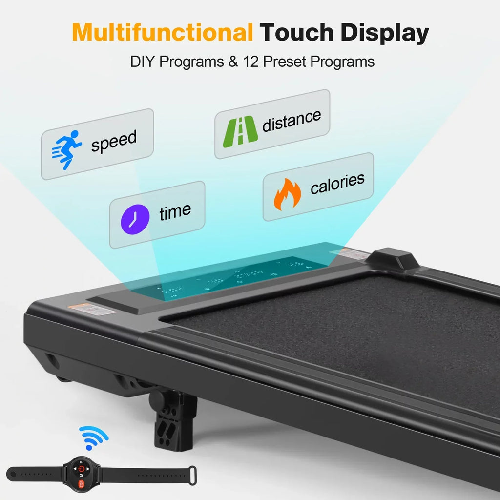 Tikmboex 2.5HP 2 In 1 Under Desk Treadmill With LED Touch Screen Remote Control - Black
