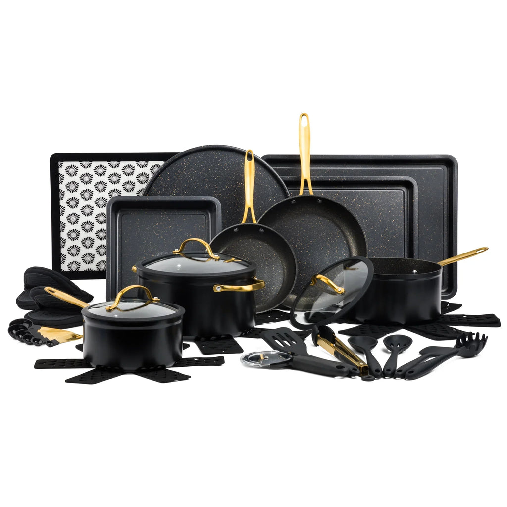 Thyme & Table 32-Piece Non-Stick Cookware & Bakeware Set - Black
