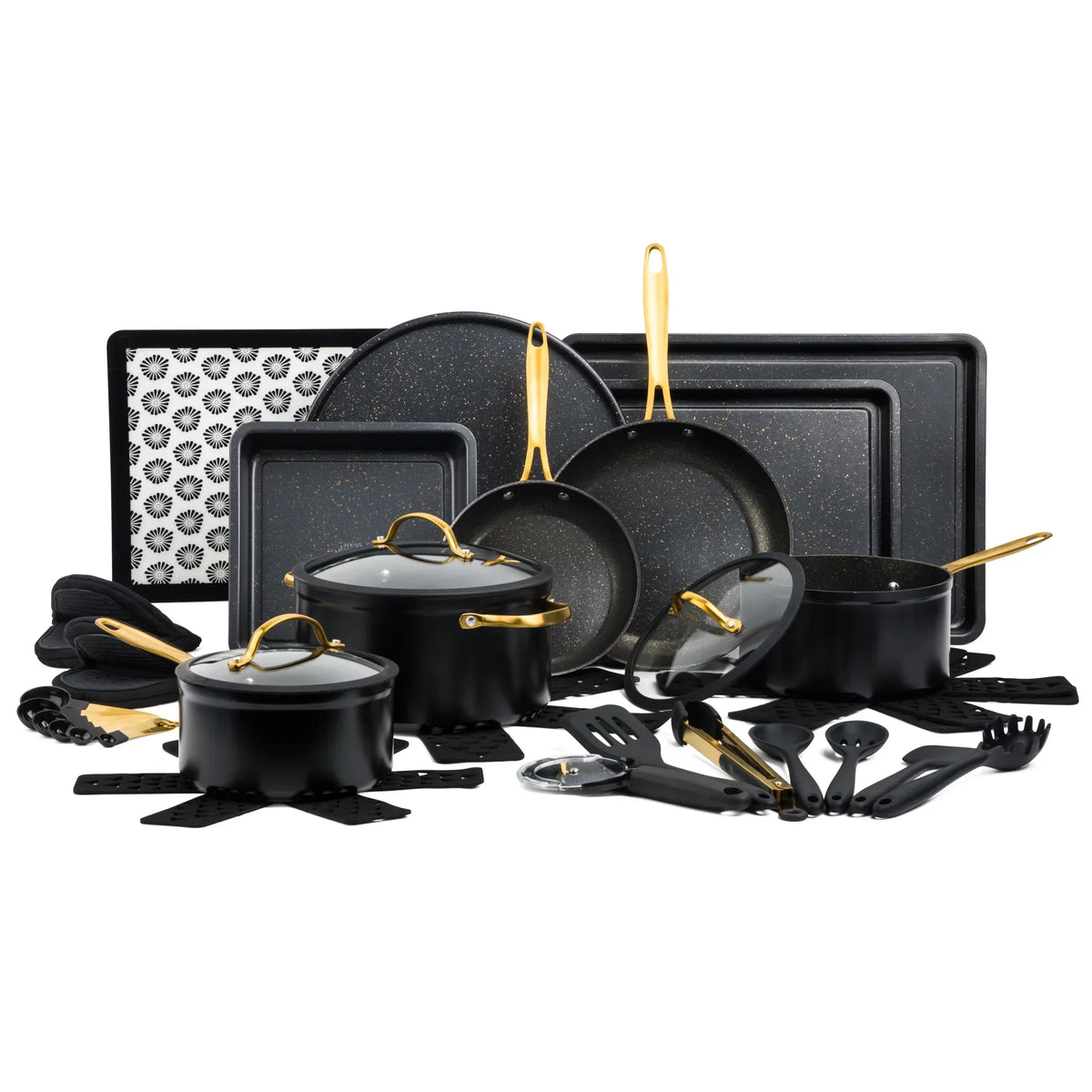 Thyme & Table 32-Piece Non-Stick Cookware & Bakeware Set - Black