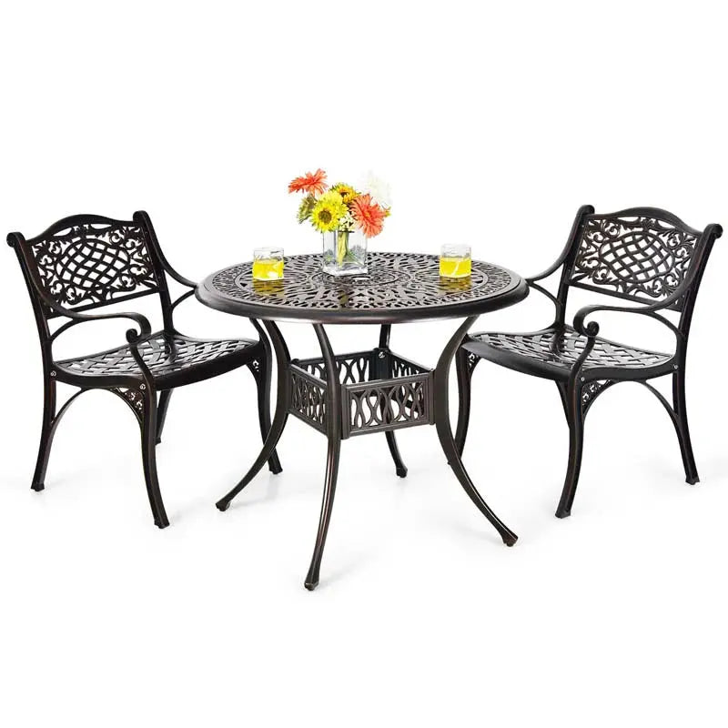 All-Weather Cast Aluminum Outdoor Dining Chairs, Set Of 2 - 23 in x 22 in x 32.5 in