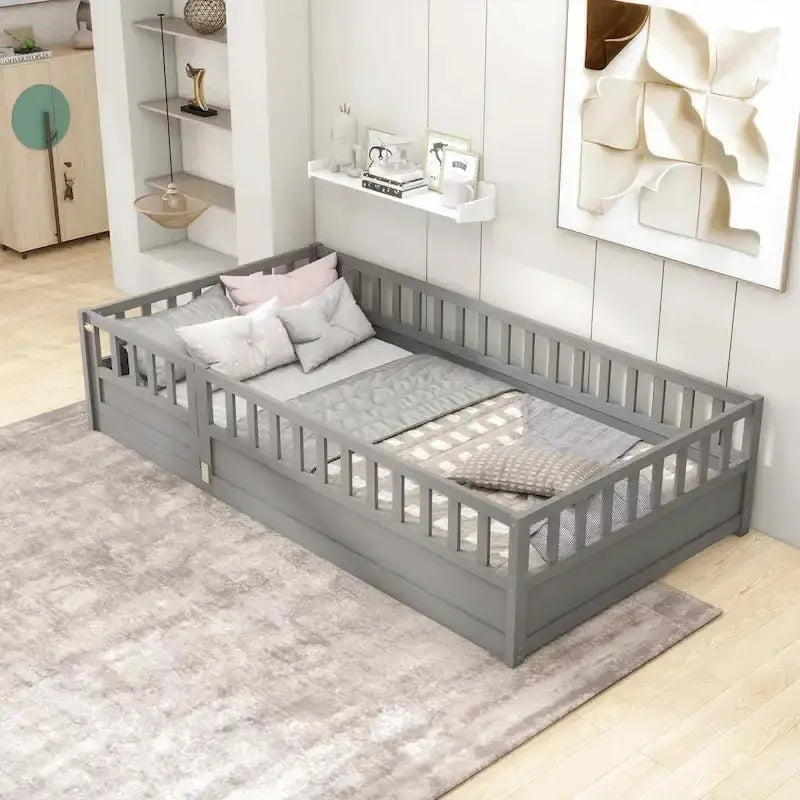 Montessori Toddler Floor Bed - Low-Profile Solid Wood Frame With Support Slats