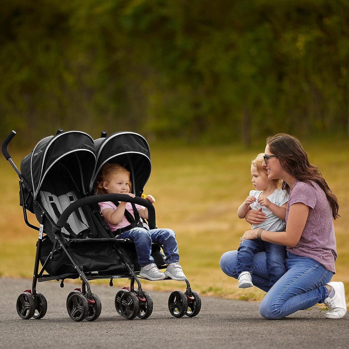 Dream On Me Volgo Twin Umbrella Stroller, Black - 446-BLK