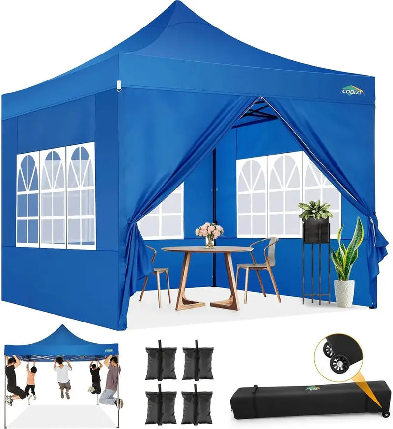 COBIZI 10x20 ft Commercial Pop-Up Canopy Tent With 6 Sidewalls And Roller Bag