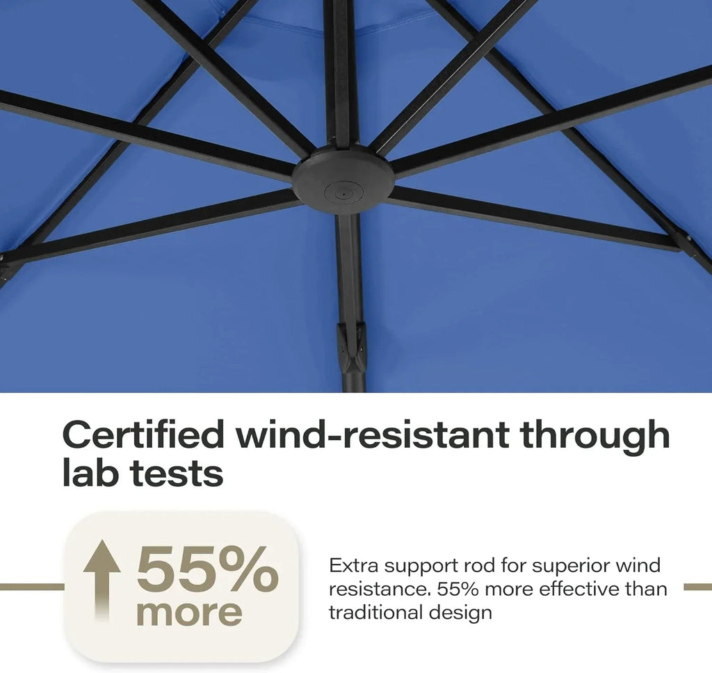 LAUSAINT HOME 11 FT Beige Curvy Cantilever Patio Umbrella With Base