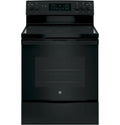 GE 30-Inch Black Freestanding Electric Range With Dual-Element Cooktop And Self-Cleaning Convection Oven