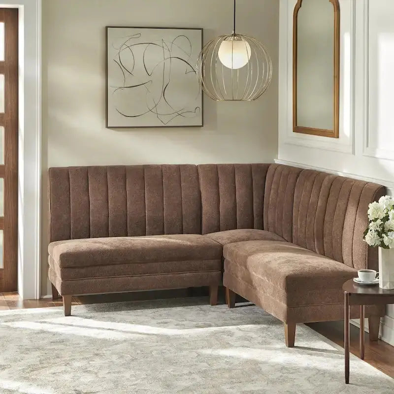 Lifestorey 3-Piece Channel-Back Upholstered Banquette Set - Kerrington
