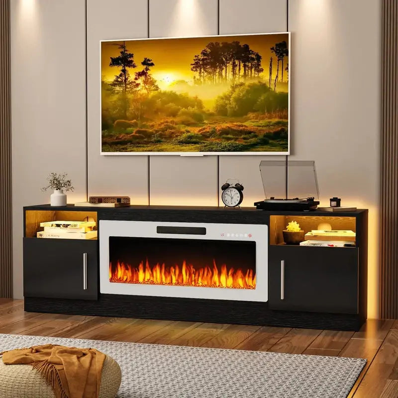 Bossin 70in Fireplace TV Stand With 16-Color LED Lighting