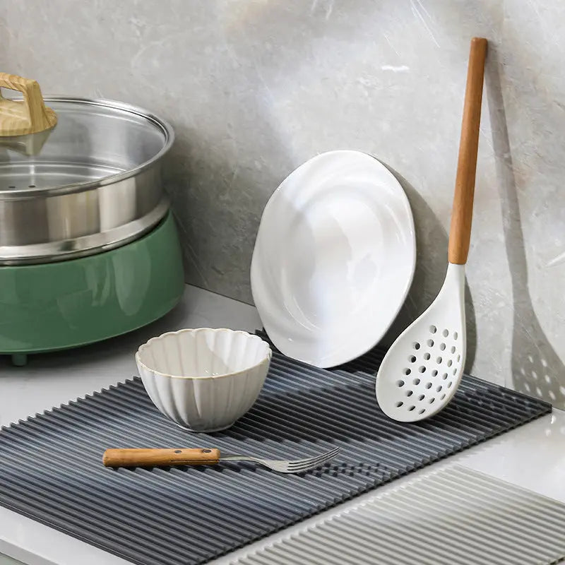 Cxren Silicone Countertop Draining Mat And Cookware Trivet - Small 12 x 7 Inches Or Large 15 x 11 Inches