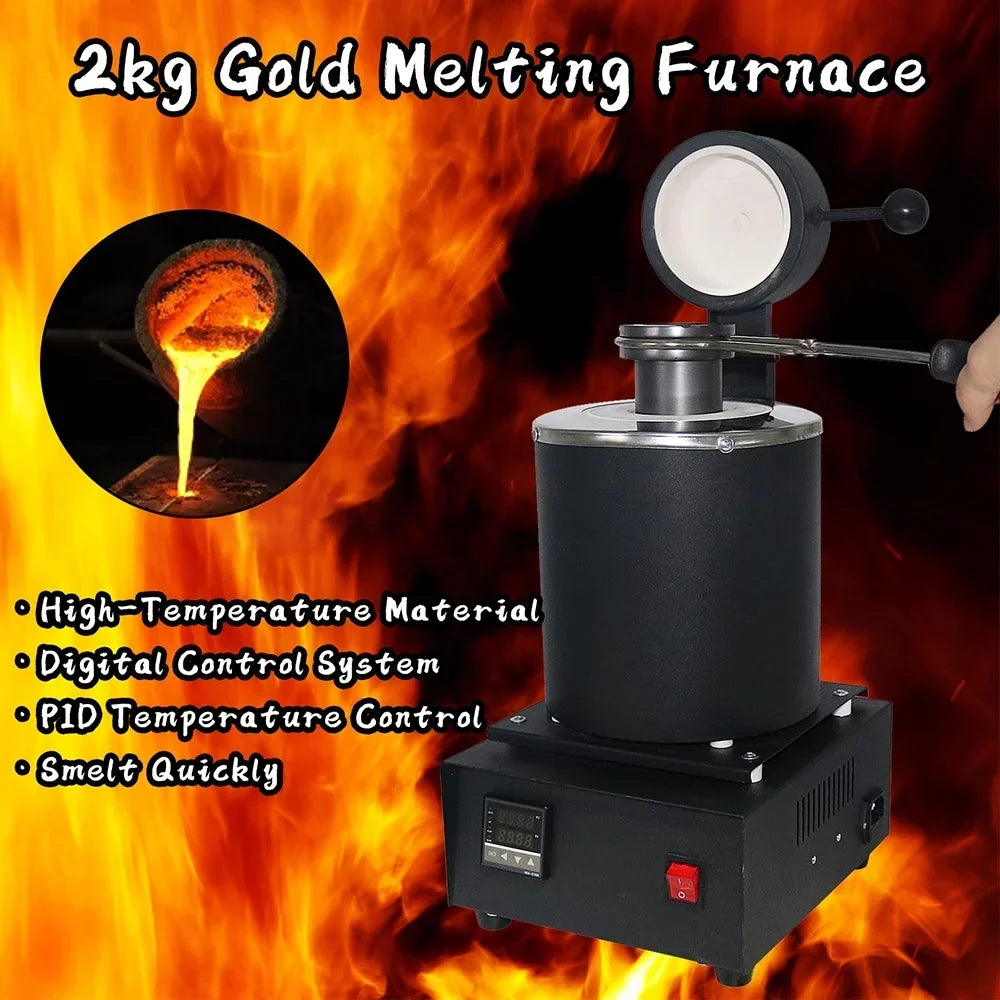 SHANGNIULU Digital Gold Melting Furnace, 2KG, 1400W, 110V With Graphite Crucible