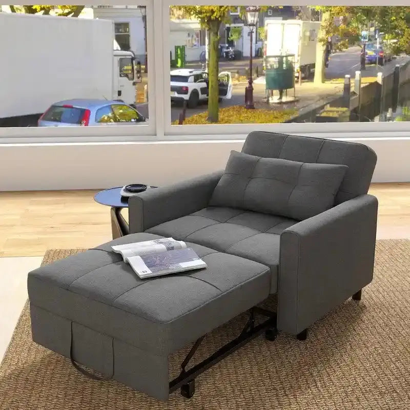3-In-1 Convertible Sofa Bed Pull-Out Sleeper Foldable Lounge Chair - Dark Grey Or Grey