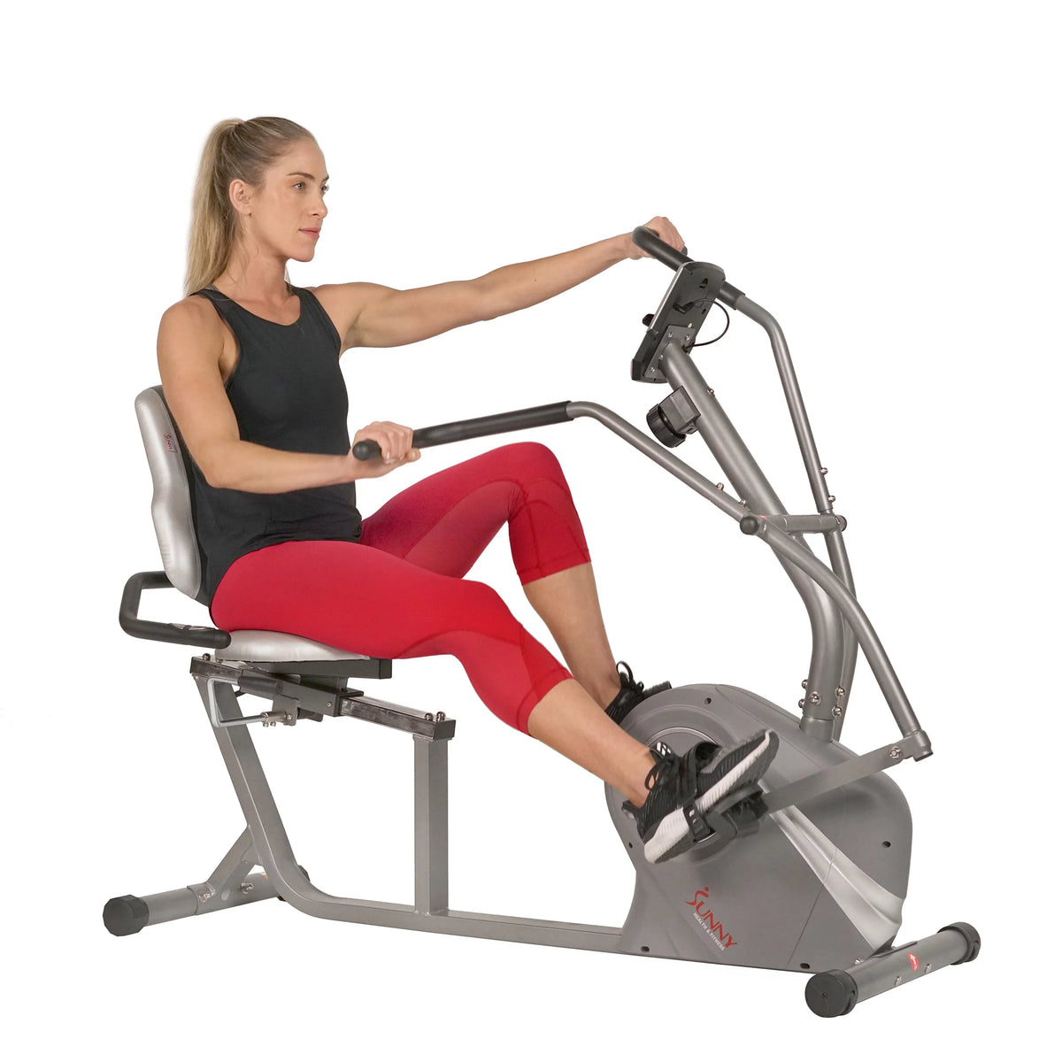 Sunny Health & Fitness Magnetic Recumbent Cross Trainer Bike With Arm Exercisers - SF-RB4936