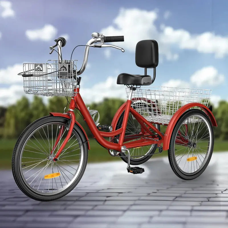 Adult 3-Wheel Pedal Tricycle, 24 And 26 Inch, 7-Speed