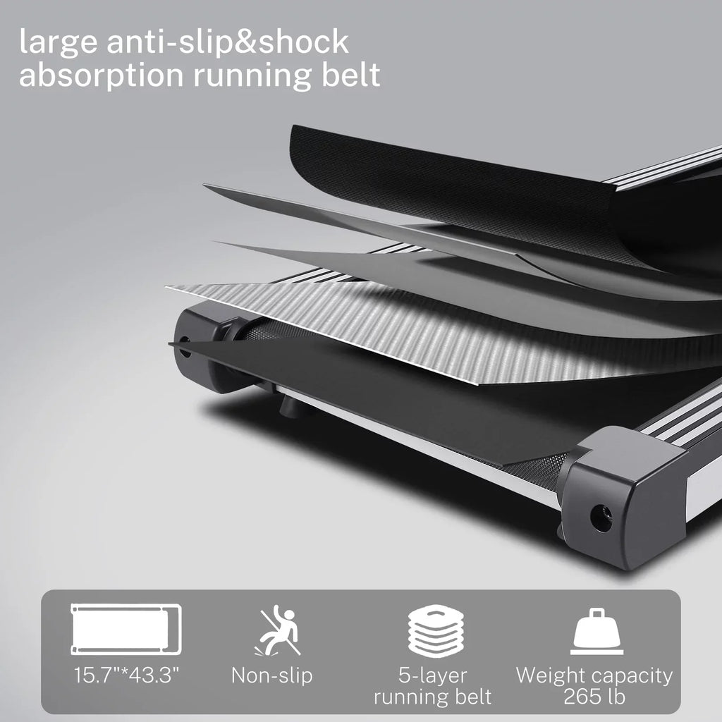 Tikmboex Folding Treadmill, 3.25HP, 10in HD TV Movie Touchscreen, Silver