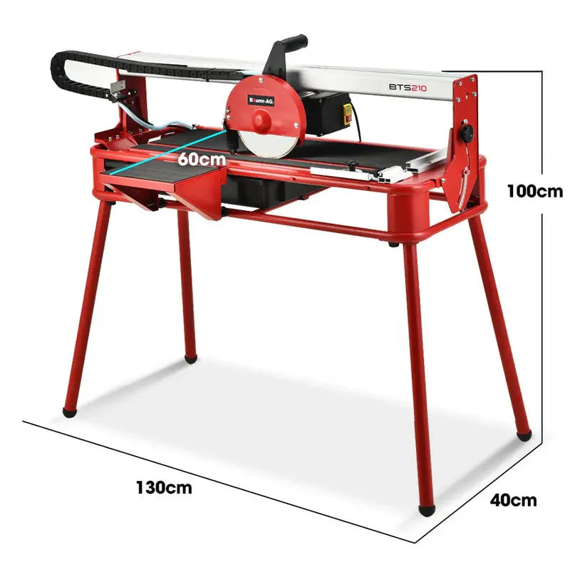BAUMR-AG Wet Tile Saw, 800W, 200mm Blade, 720mm Max Cut - BTS210