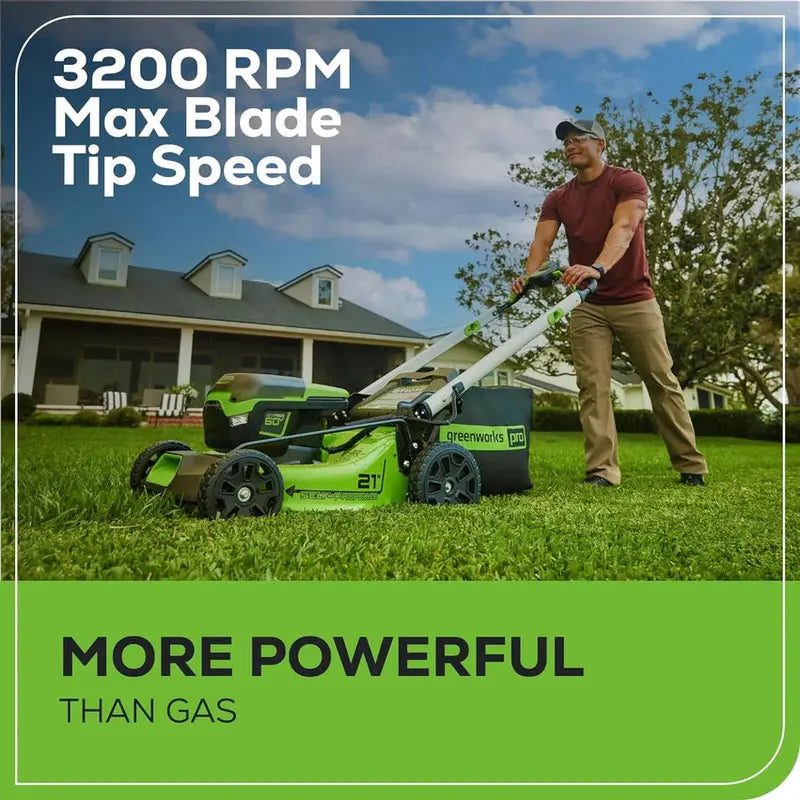 Greenworks 60V Cordless 21-Inch Self-Propelled Lawn Mower With Two 4.0Ah Batteries And Dual-Port Rapid Charger