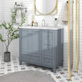 Modern Bathroom Vanity, 36 Inch, USB Charging Port, Resin Basin, Solid Wood, 3-Drawer Storage