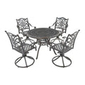 Cast Aluminum 5-Piece Patio Dining Set With 360-Degree Swivel Chairs