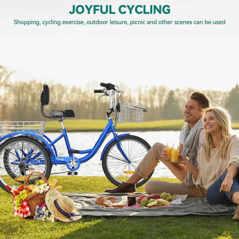 Adult 3-Wheel Pedal Tricycle, 24 And 26 Inch, 7-Speed