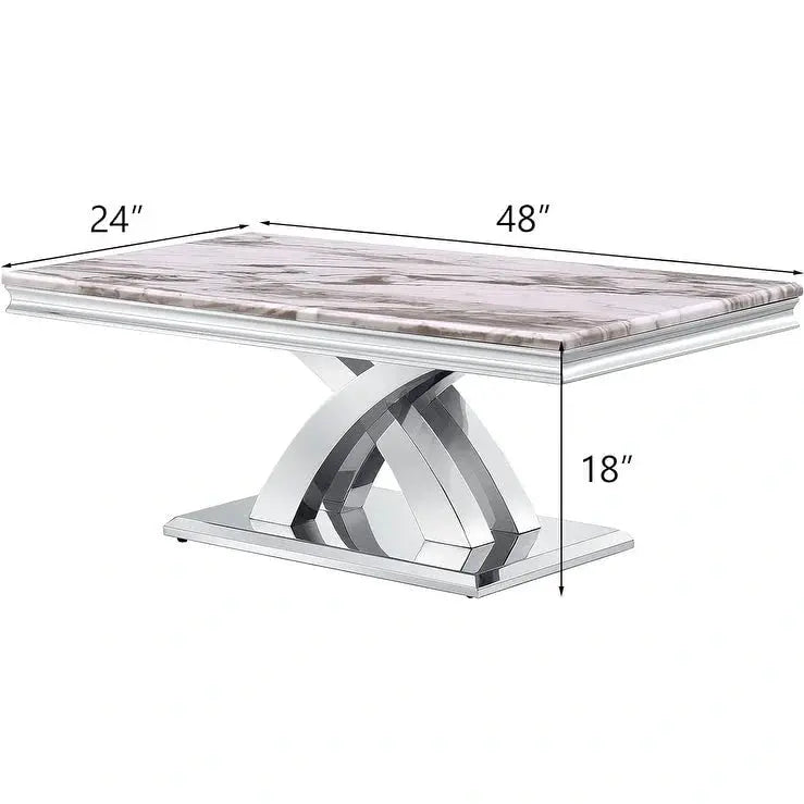 Rectangular Coffee Table, 48-Inch X-Base With Pedestal Support