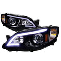 Smoke Gloss Black Housing Projector Headlights With LED Day Time Running Light Strip For 08 To 13 Subaru Impreza - 11 x 24 x 25 in