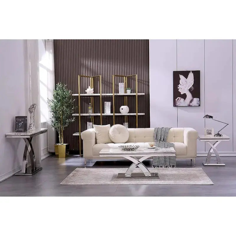 Rectangular Coffee Table, 48-Inch X-Base With Pedestal Support